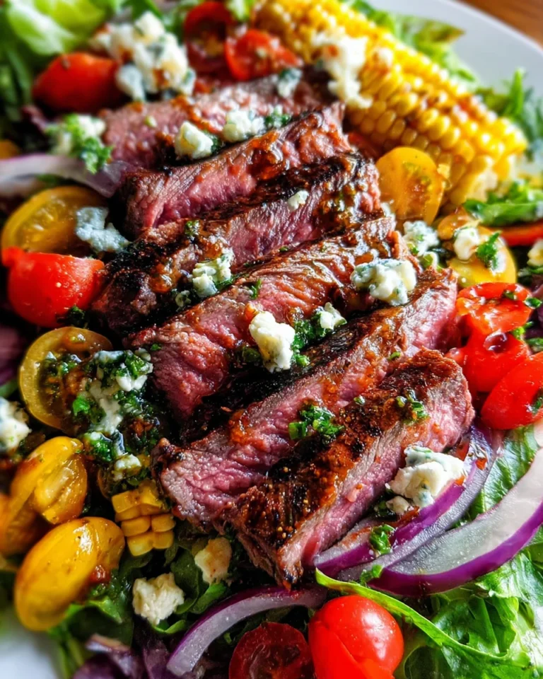 Balsamic Steak Gorgonzola Salad with Grilled Corn