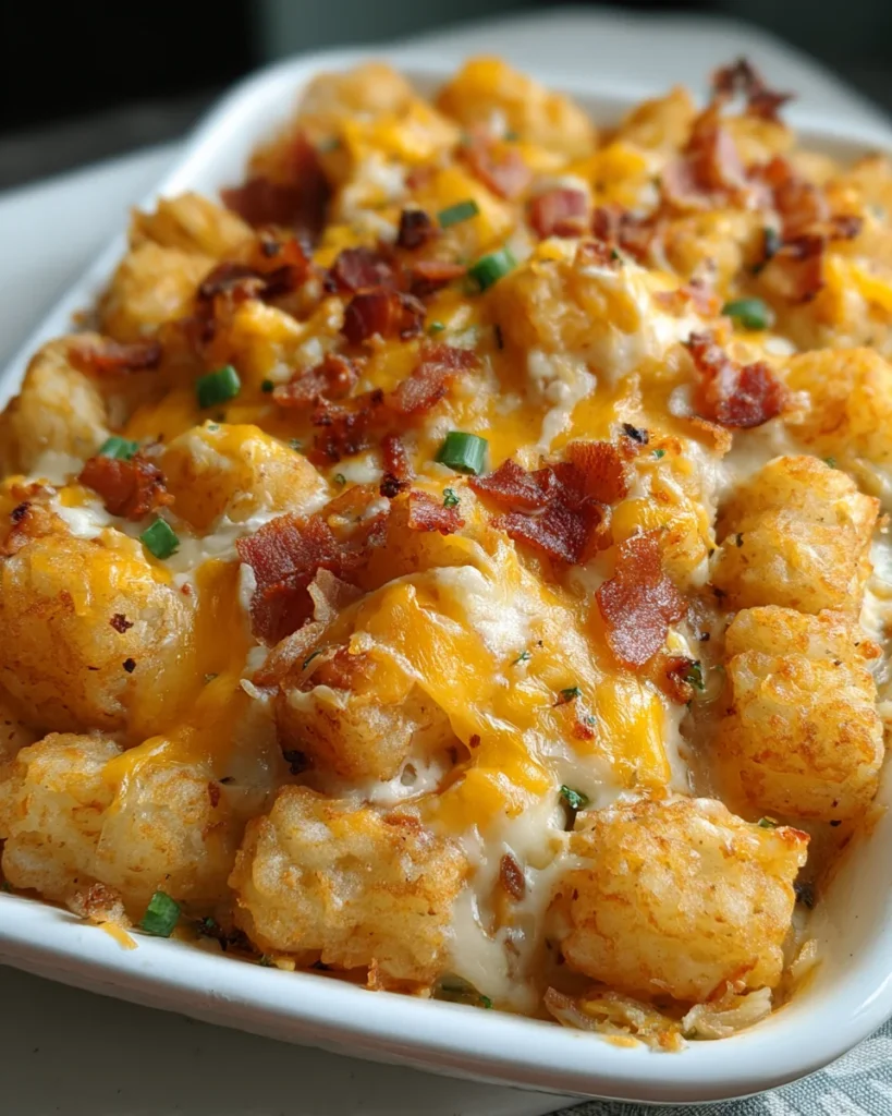 Easy Chicken Bacon Ranch Tater Tot Casserole