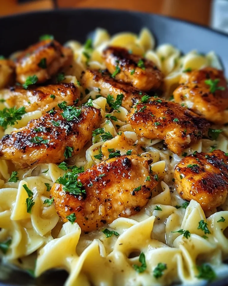 Garlic Butter Chicken Bites with Savory Creamy Parmesan Pasta