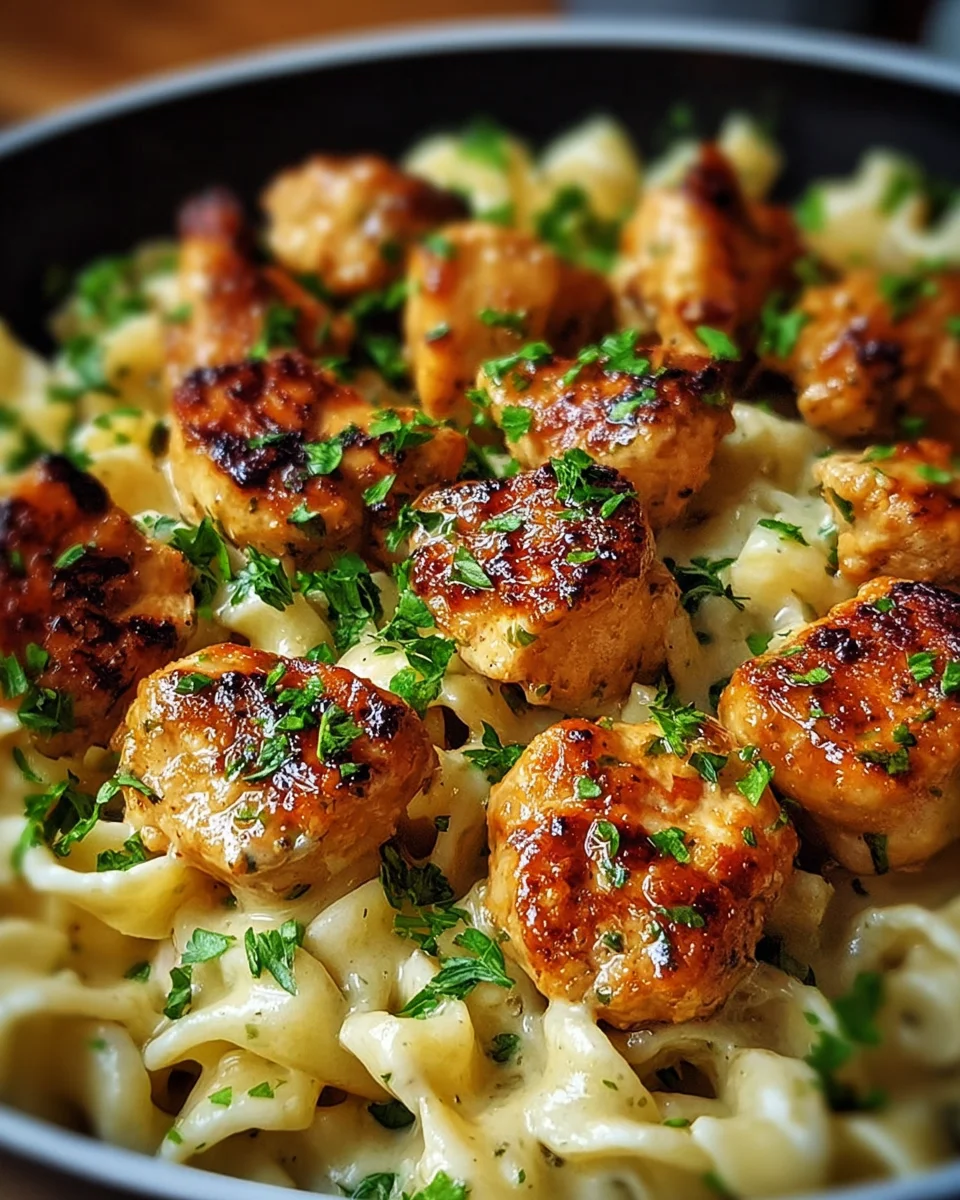 Garlic Butter Chicken Bites with Savory Creamy Parmesan Pasta 19 Garlic