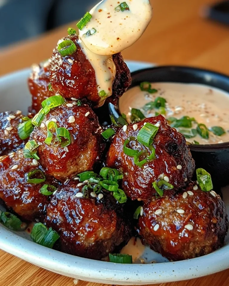 Korean BBQ Meatballs with Spicy Mayo Dip