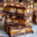 No Bake Crispy Snickers Bars