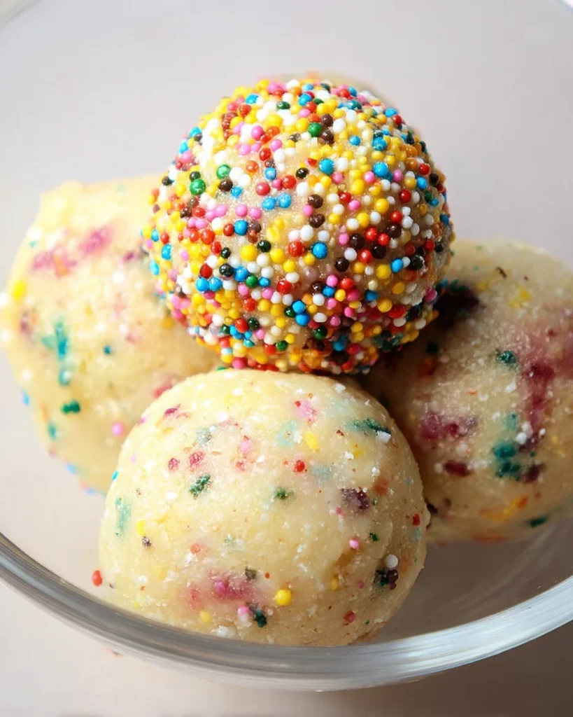 Applesauce Birthday Cake Protein Balls