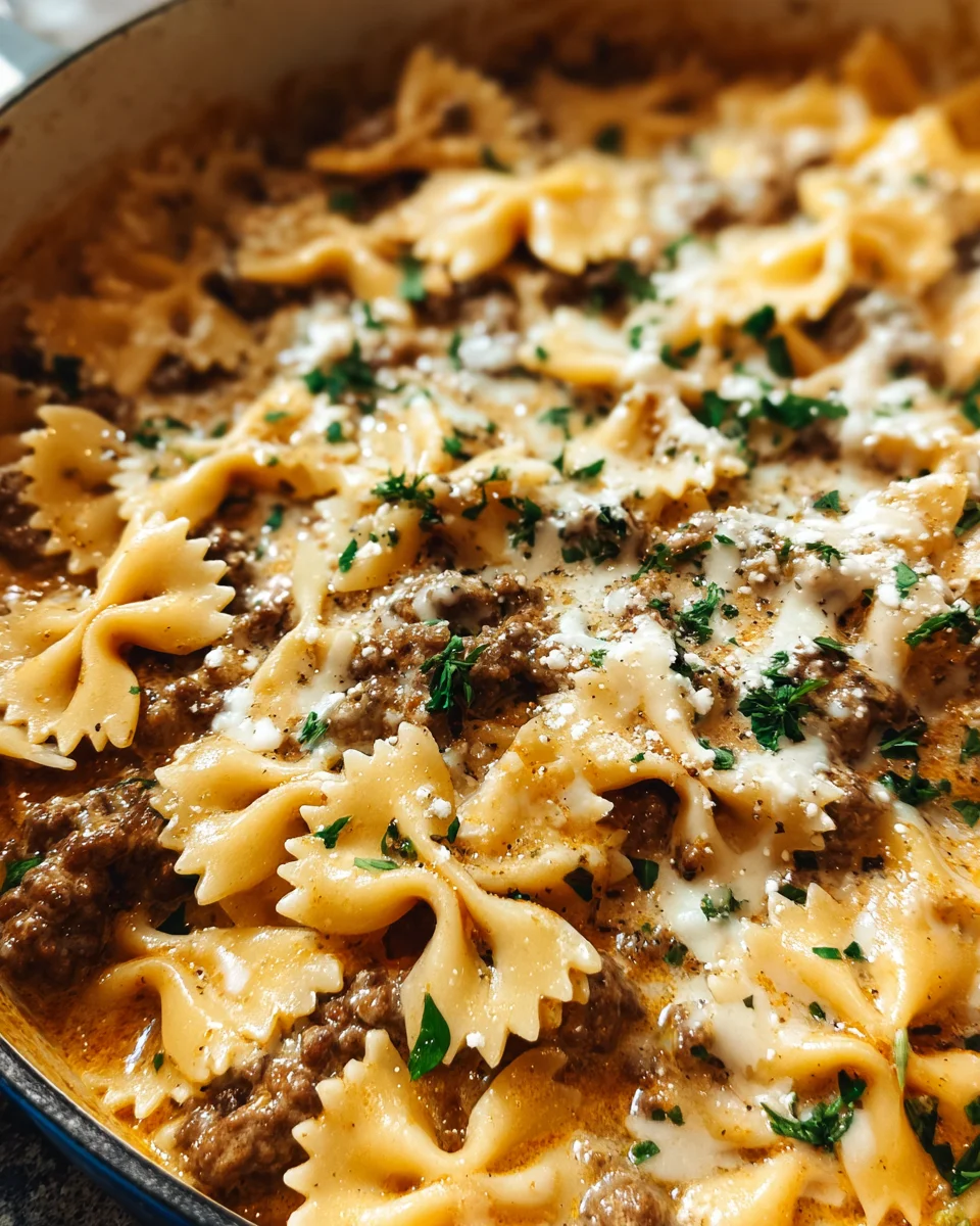 Cheesy Beef and Bowtie Pasta in Garlic Butter 23 Cheesy