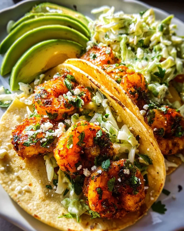 Cilantro Lime Shrimp Tacos with Creamy Slaw