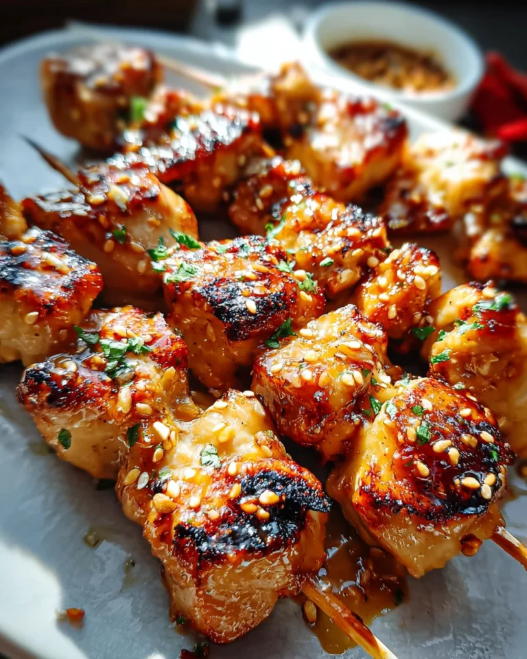 Easy Grilled Asian Chicken Skewers with Honey Garlic Sauce