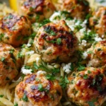 Greek Chicken Meatballs with Lemon Orzo