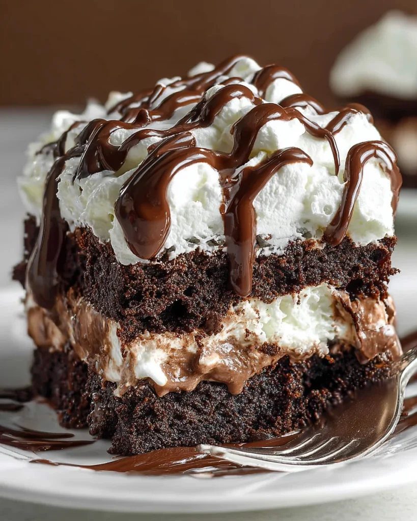 Marshmallow Chocolate Poke Cake