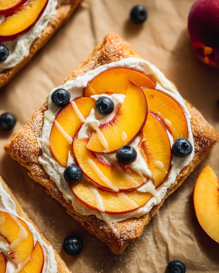 Peaches and Cream Puff Pastry Tart