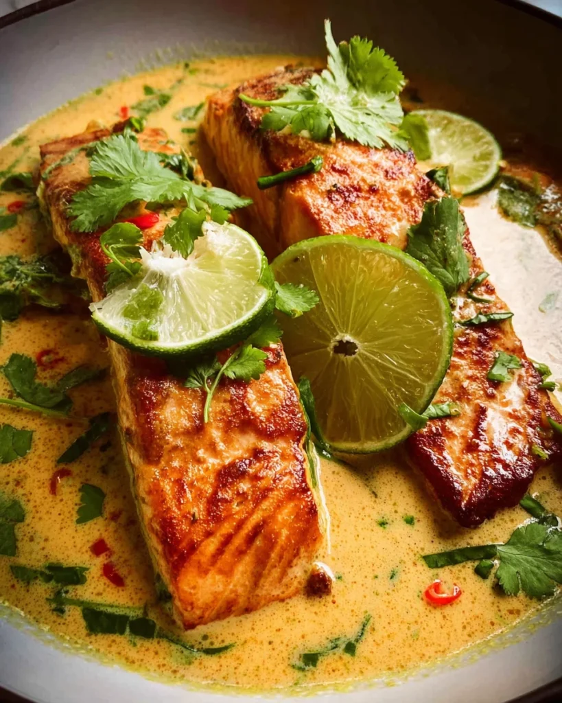 Poached Salmon in Coconut Lime Sauce