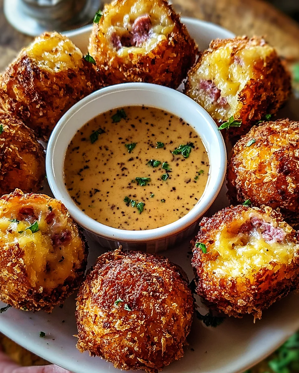 Reuben Balls with Spicy Thousand Island Dipping Sauce