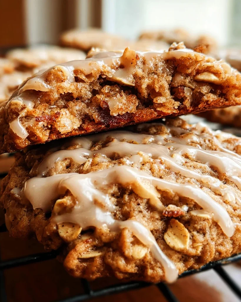 Seriously Thick & Chewy Chai Oatmeal Cookies with Maple Glaze