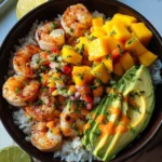 Shrimp and Avocado Bowls with Mango Salsa & Lime-Chili Sauce
