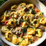 Cheesesteak Tortellini in Creamy Provolone Sauce 24 Cheesesteak Tortellini in Creamy Provolone Sauce