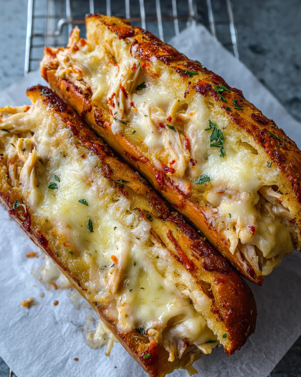 Cheesy Chicken Garlic Bread Sandwich