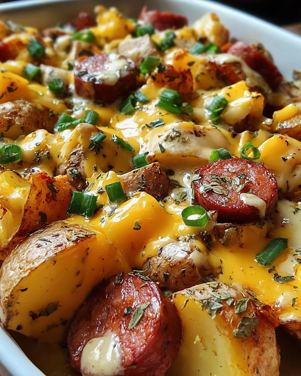 Cheesy Ranch Potatoes and Smoked Sausage