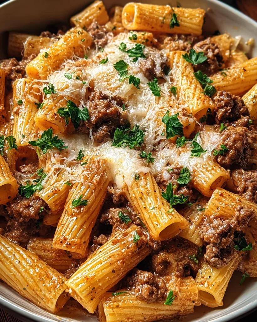 Creamy Parmesan Beef Rigatoni