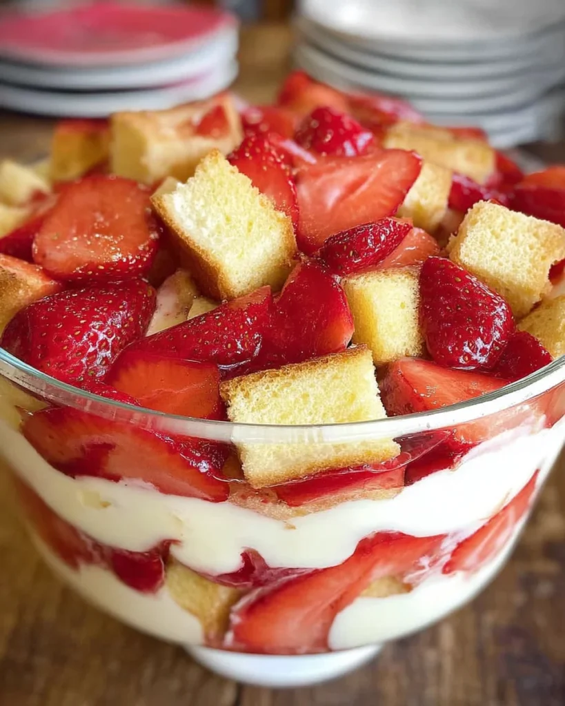 Easy Strawberry Trifle with Pound Cake