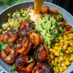 Grilled Shrimp Bowl with Avocado, Corn Salsa & Creamy Sauce 35 Grilled Shrimp Bowl with Avocado, Corn Salsa & Creamy Sauce