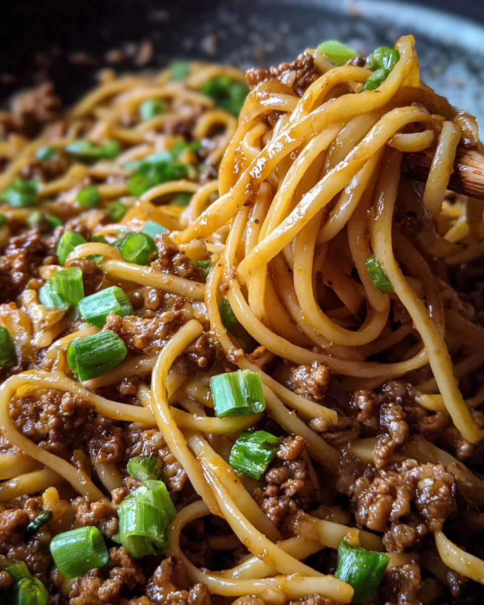Ground Beef Mongolian Noodles
