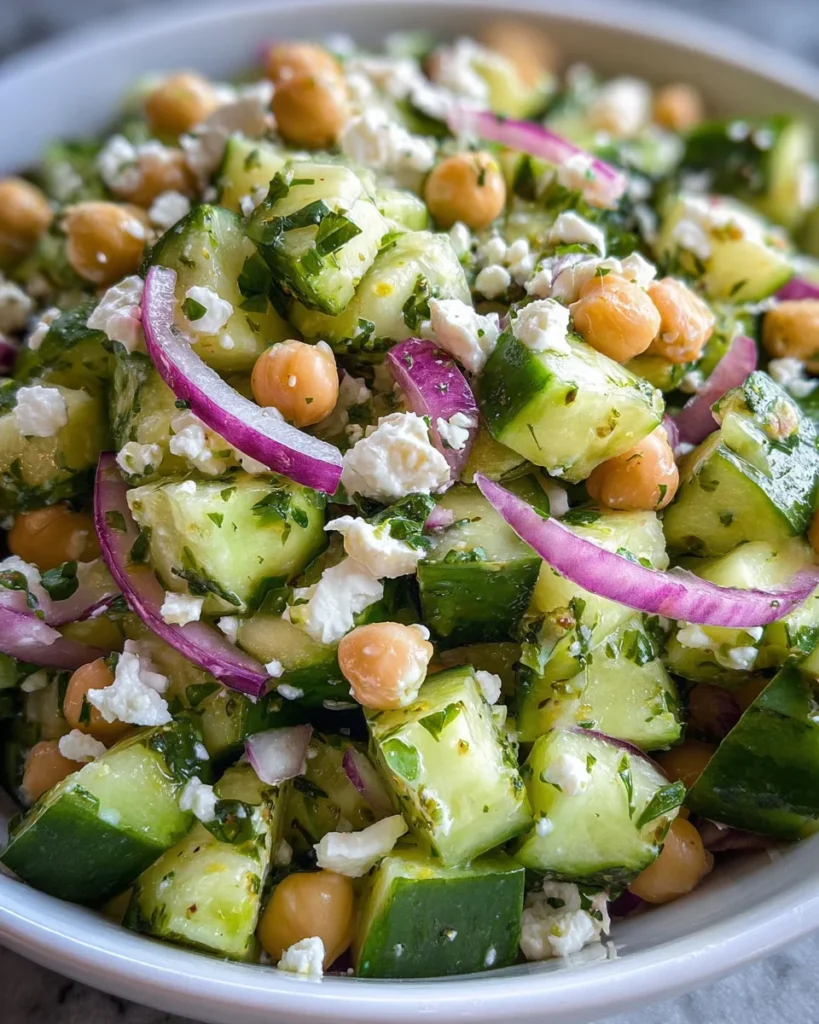 Herby Cucumber Salad with Feta and Chickpeas