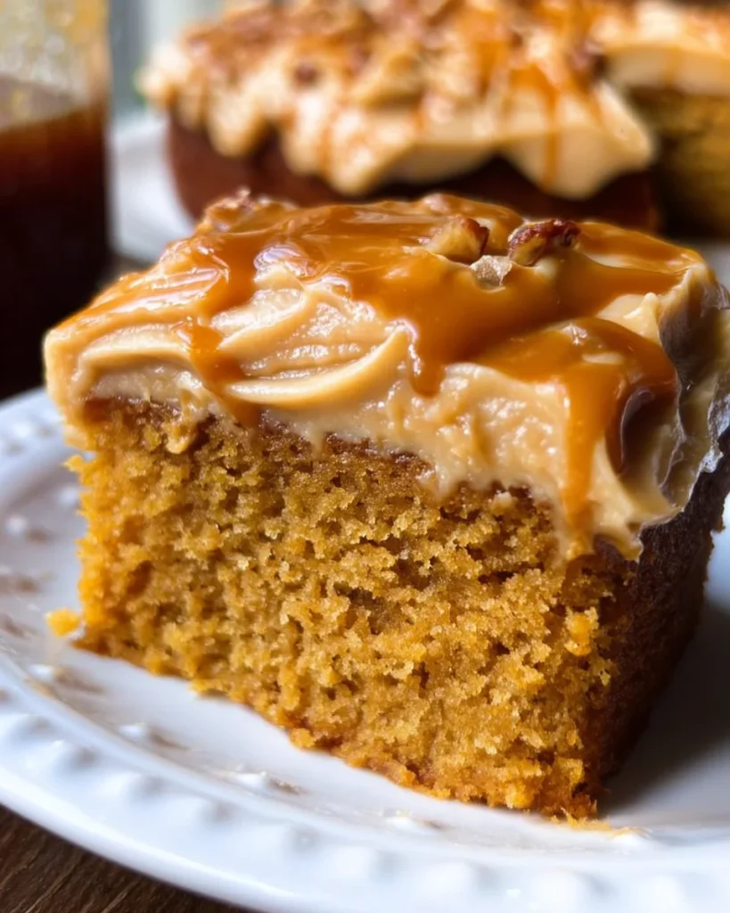 Pumpkin Cake with Caramel Cream Cheese Frosting