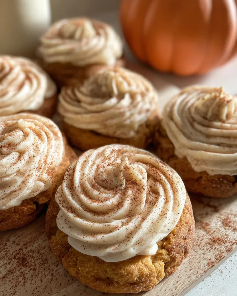 Soft Pumpkin Cookies with Cinnamon Frosting
