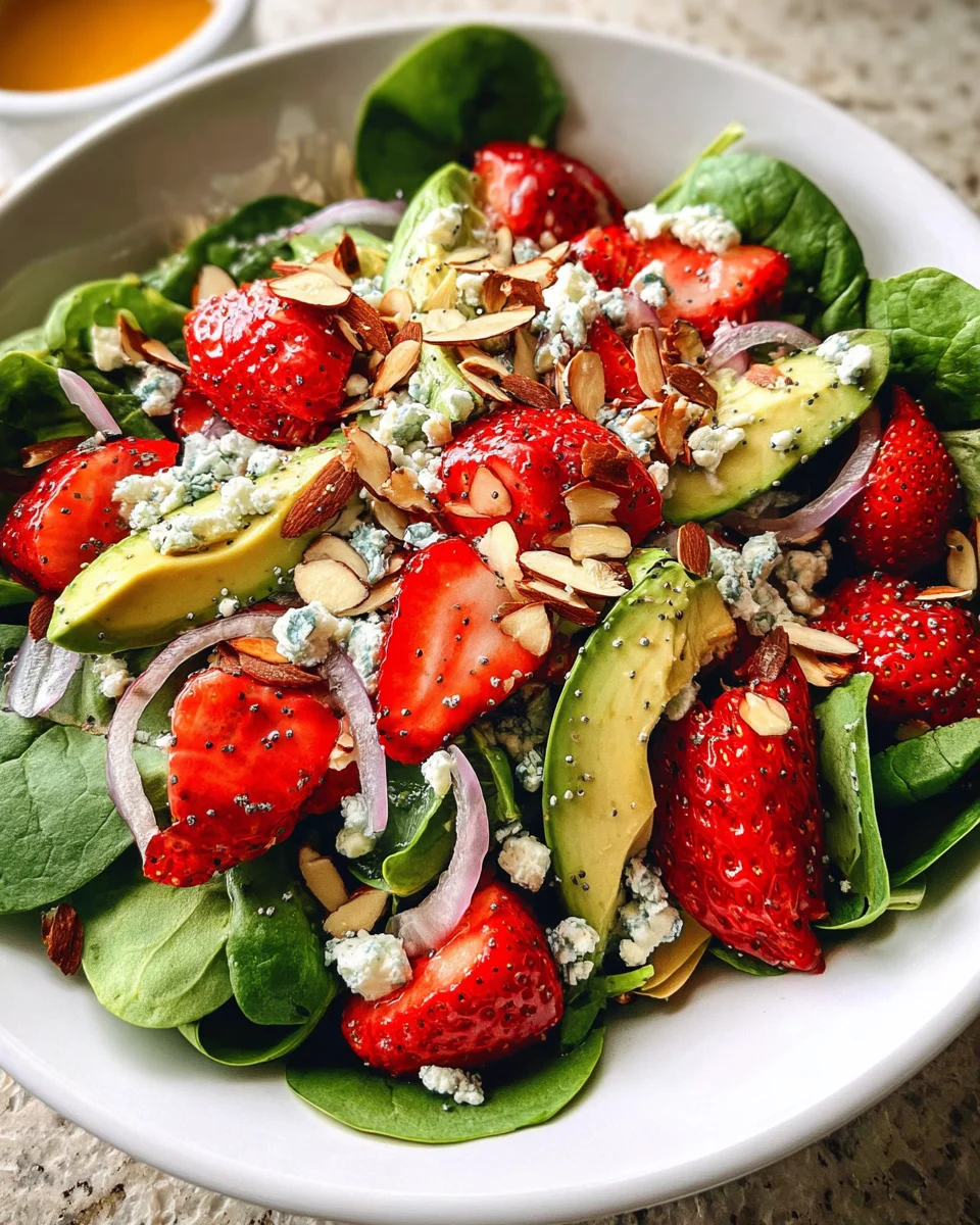 Strawberry Avocado Spinach Salad with Poppyseed Dressing