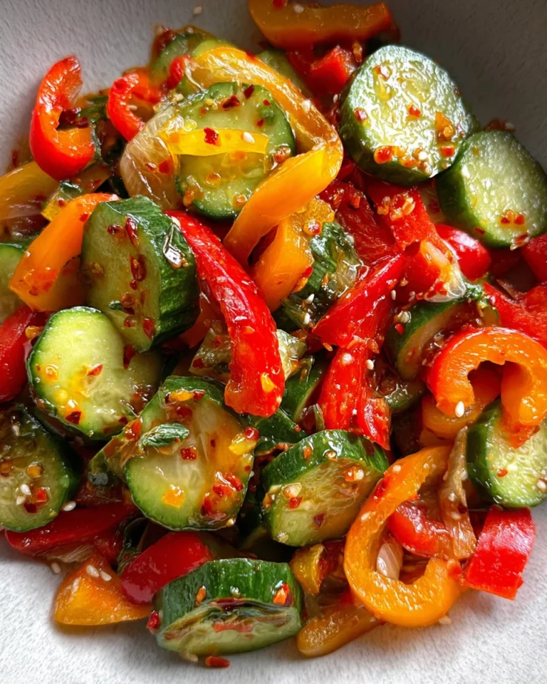 Viral TikTok Cucumber & Bell Pepper Salad