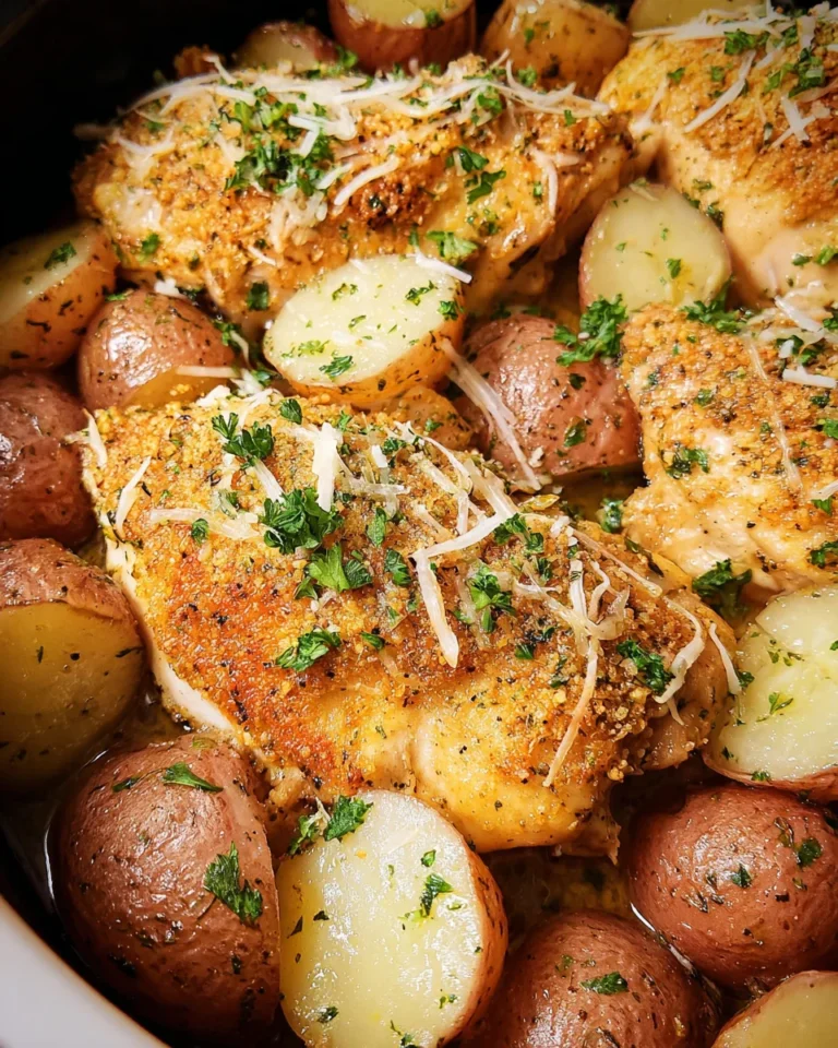 Garlic Parmesan Crockpot Chicken and Potatoes