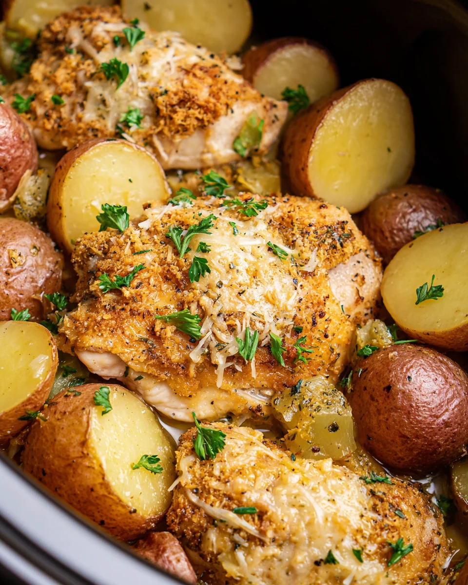 Garlic Parmesan Crockpot Chicken and Potatoes 18 Garlic