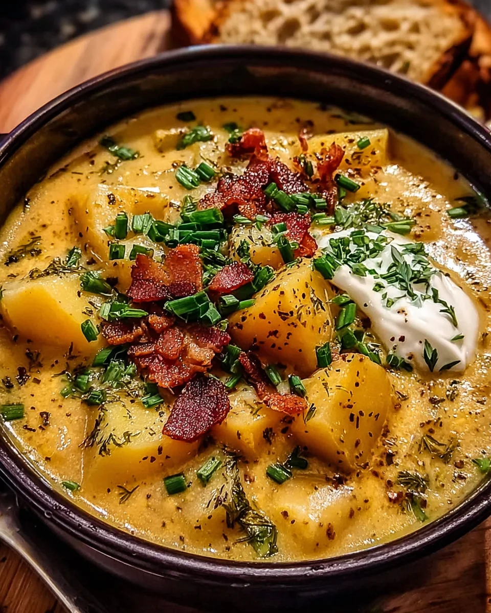 Hearty Cheddar Garlic Herb Potato Soup Recipe 24 Hearty