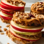 Peanut Butter Apple Sandwiches with Granola 16 Peanut Butter Apple Sandwiches with Granola