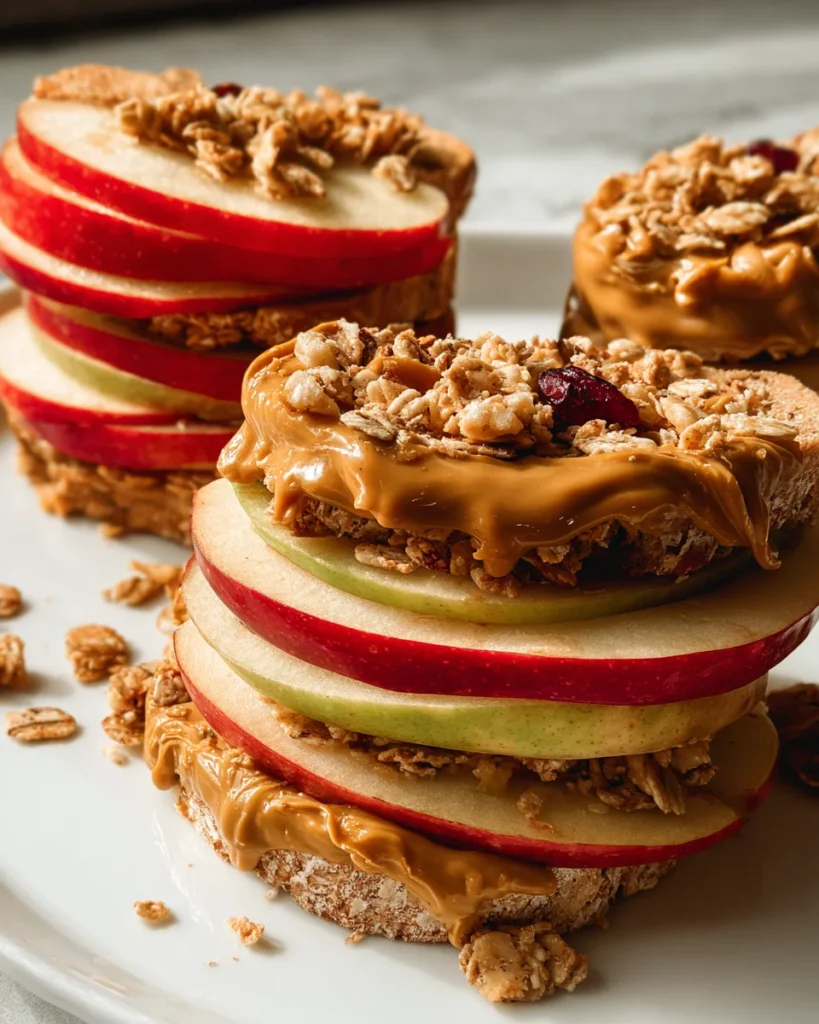 Peanut Butter Apple Sandwiches with Granola