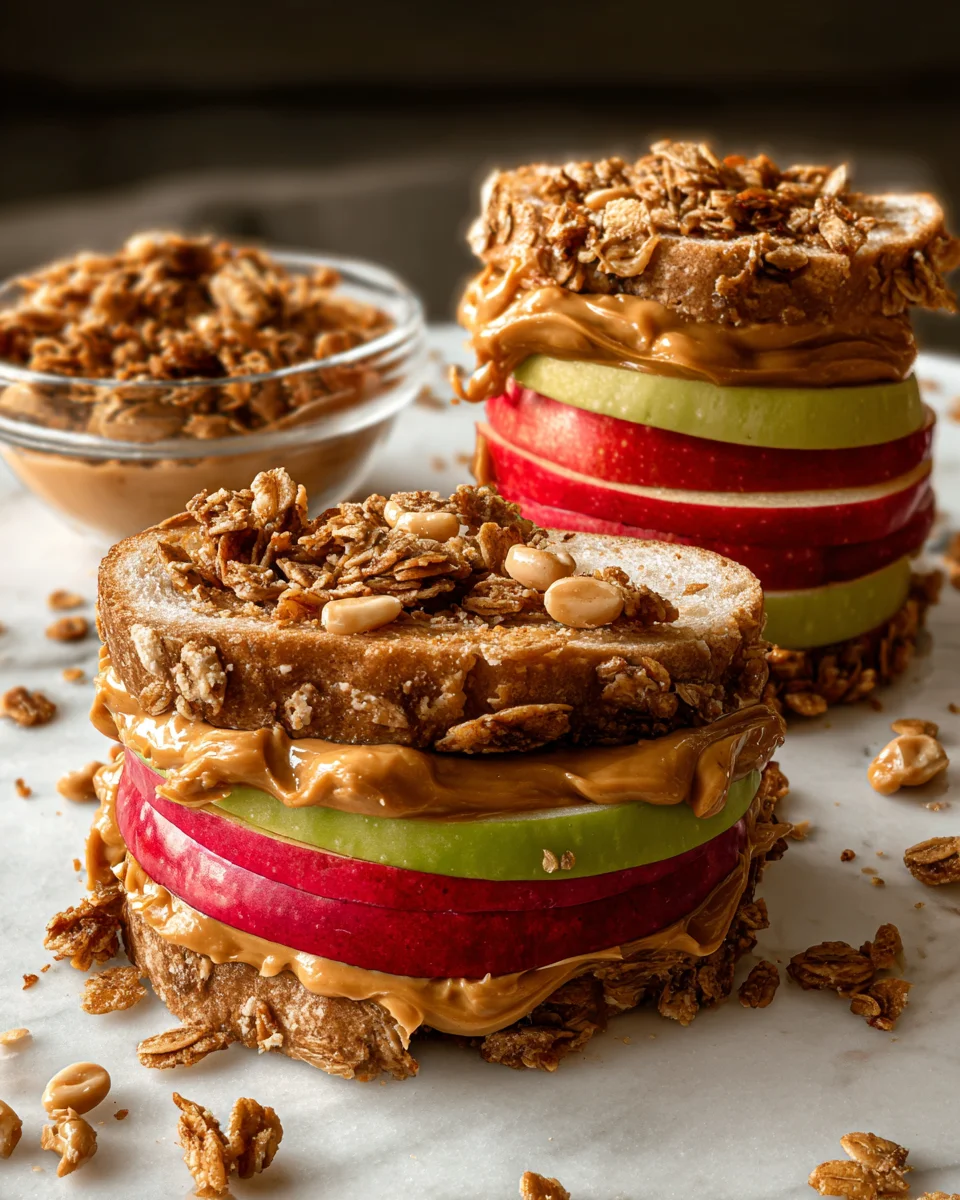 Peanut Butter Apple Sandwiches with Granola 14 Peanut