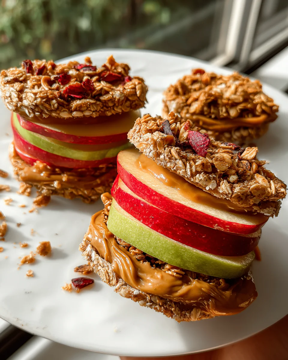 Peanut Butter Apple Sandwiches with Granola 15 Peanut