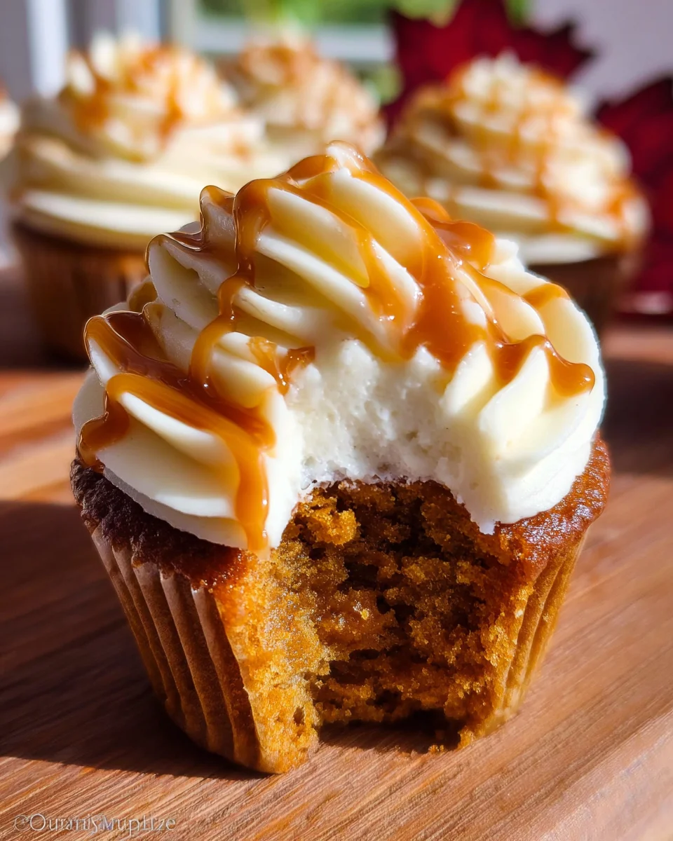 Pumpkin Cupcakes with Salted Caramel Cream Cheese Frosting 21 Pumpkin