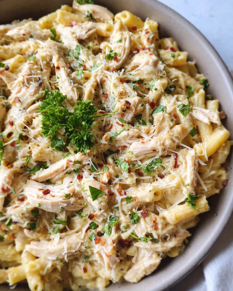 The Best Crockpot Garlic Parmesan Chicken Pasta Recipe