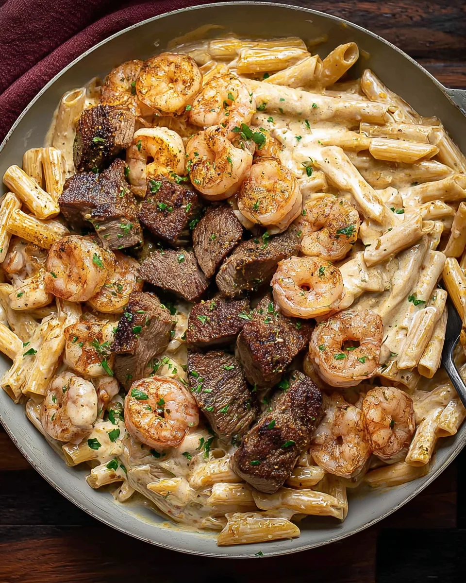 Blackened Steak and Shrimp Alfredo 21 Blackened