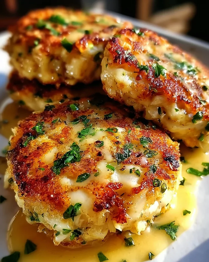 Cheddar Bay Crab Cakes with Lemon Butter Drizzle