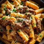 Creamy Garlic Beef Pasta