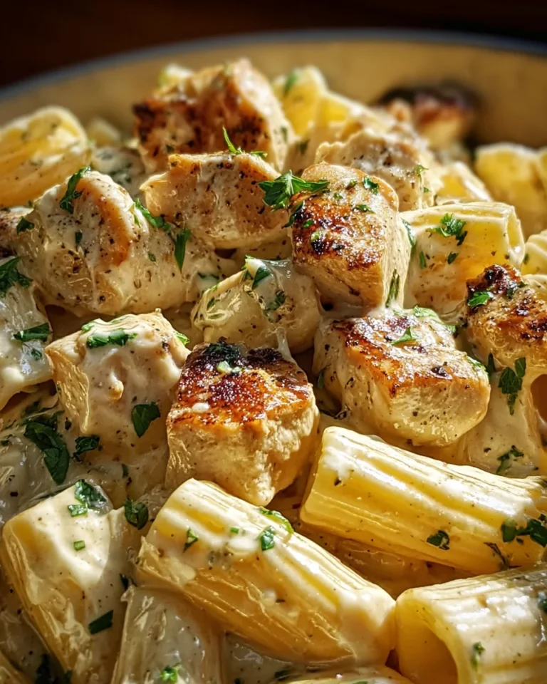 Creamy Garlic Butter Chicken and Rigatoni in Parmesan Sauce