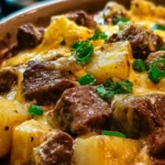 Crockpot Loaded Steak and Potato Bake Recipe
