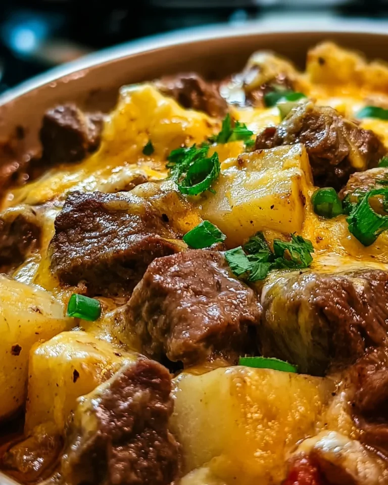 Crockpot Loaded Steak and Potato Bake Recipe
