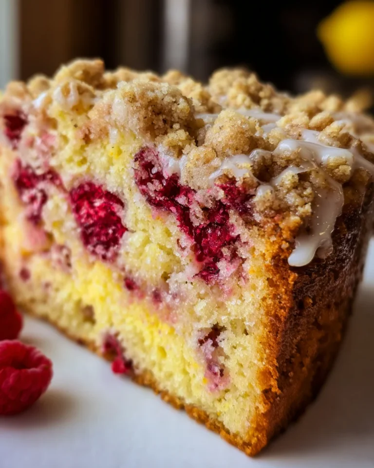 Easy Lemon Raspberry Cake with Crumb Topping