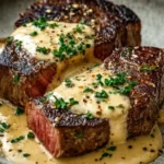 Juicy Steak with Creamy Garlic Sauce