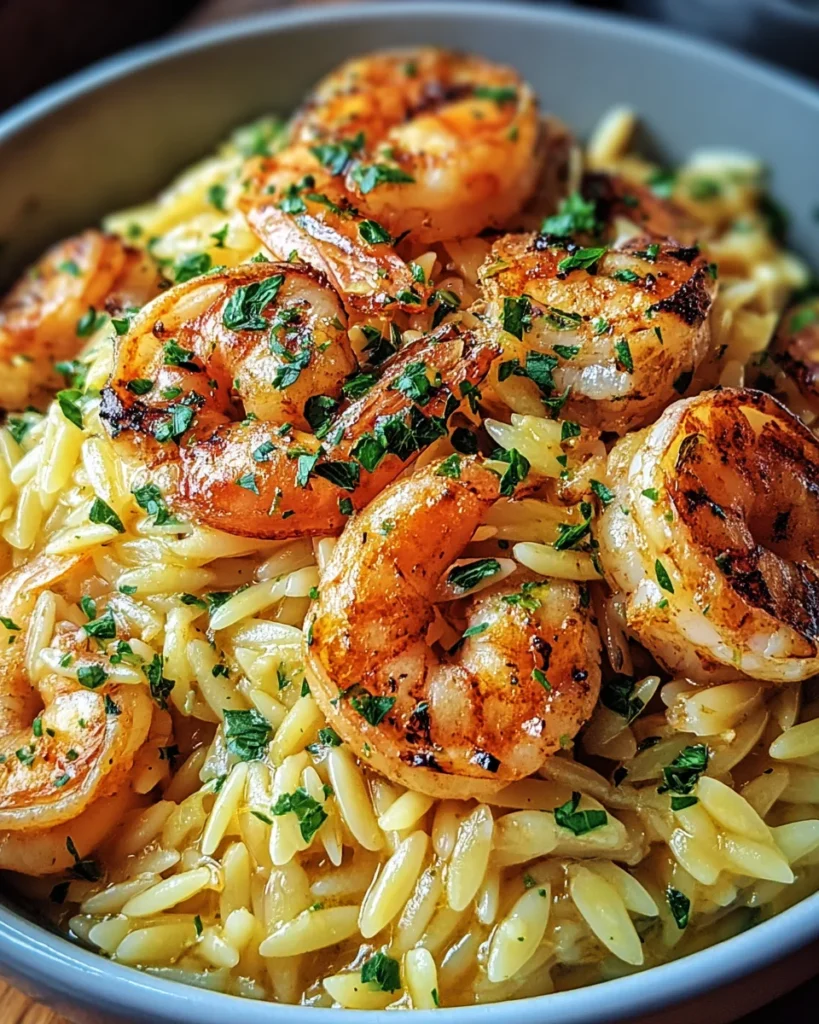 Shrimp Orzo in Lemon Garlic Sauce
