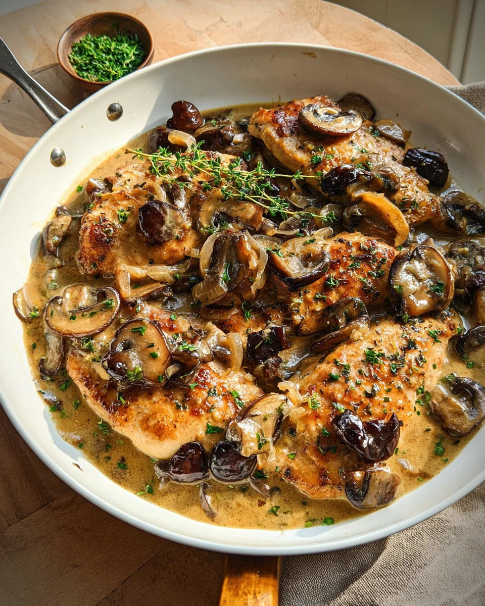Skillet Chicken and Mushroom Wine Sauce