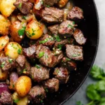 Slow Cooker Garlic Butter Beef Bites & Potatoes