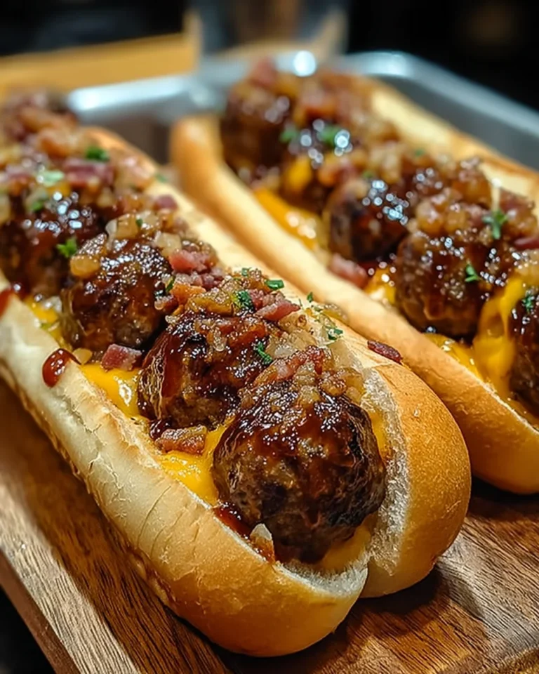 Bourbon BBQ Bacon Cheeseburger Meatball Subs Ready in 30 Minutes